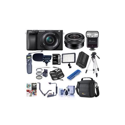  Adorama Sony Alpha a6400 Mirrorless Digital Camera with 16-50mm f/3.5-5.6 OSS Lens ILCE6400L/B C