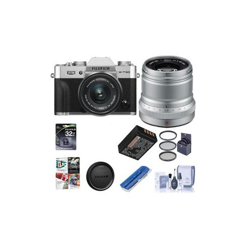  Adorama Fujifilm X-T30 Mirrorless Camera Silver W/Fuji XF 50mm F/2 Lens W/ACC Bundle 16618380 L3