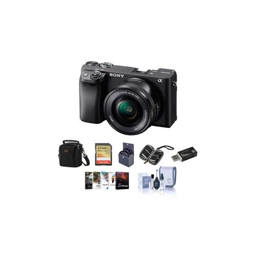  Adorama Sony Alpha a6400 Mirrorless Camera with 16-50mm f/3.5-5.6 OS Lens W/Free Acc Kit ILCE6400L/BA