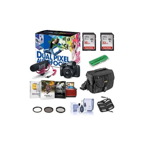 Adorama Canon EOS M50 Mirrorless Camera Video Creator Kit, Black W/Free Mac Acc Bundle 2680C067 M