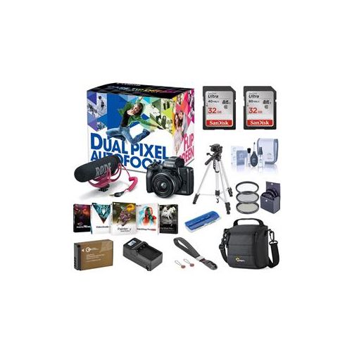  Adorama Canon EOS M50 Mirrorless Digital Camera Video Creator Kit Black Premium Bundle 2680C067 B