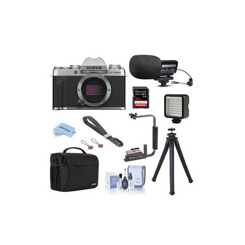  Adorama Fujifilm X-T200 Mirrorless Digital Camera Body Silver - With Vlogger Kit 16645618 D