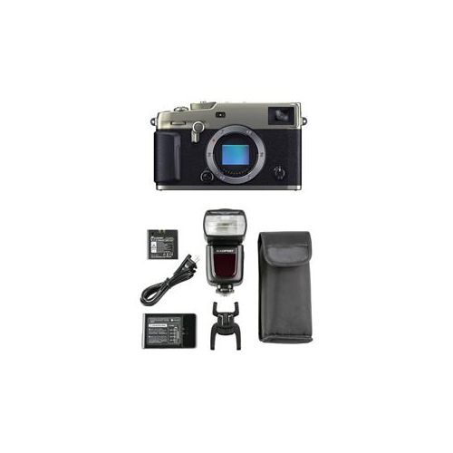  Adorama Fujifilm X-Pro3 Mirrorless Camera, Dura Silver With FP Zoom Li-ion R2 TTL Flash 600021382 FL