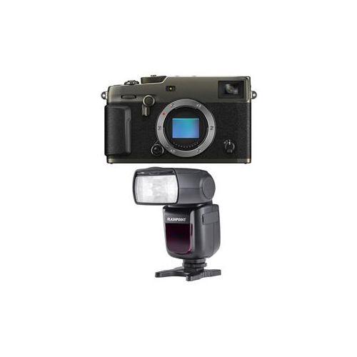  Adorama Fujifilm X-Pro3 Mirrorless Camera, Dura Black With FP Zoom Li-ion R2 TTL Flash 600021360 FL