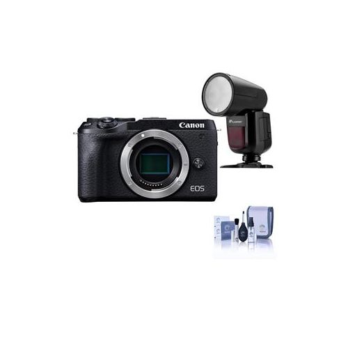  Adorama Canon EOS M6 Mark II Mirrorless Digital Camera Body Black W/FP Zoom Li-on Flash 3611C001 FL