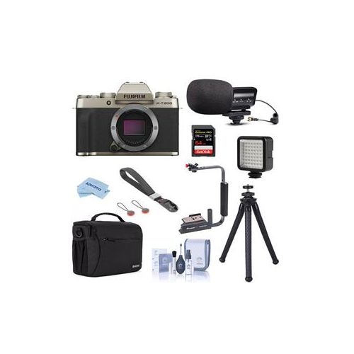  Adorama Fujifilm X-T200 Mirrorless Digital Camera Body Dark Champagne Gold W/Vlogger Kit 16645319 D