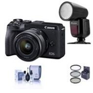 Adorama Canon EOS M6 Mark II Mirrorless Camera, 15-45mm Lens, EVF-DC2,Black W/Flash Kit 3611C011 FL