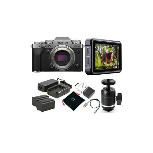  Adorama Fujifilm X-T4 Mirrorless Camera Body,Silver - With Atomos Ninja V 5 Monitor Kit 16652867 AT