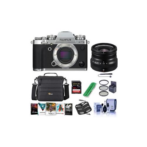  Adorama Fuji X-T3 Mirrorless Camera Silver W/XF 16mm f/2.8 R WR X Lens Black W/ACC KIT 16589058 L5