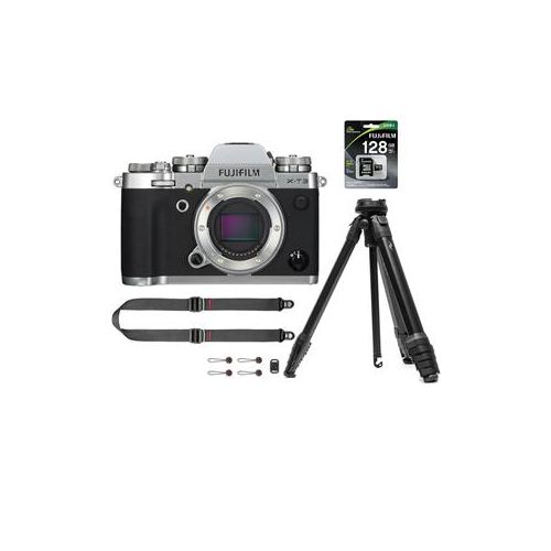  Adorama Fujifilm XT3 Mirorless Body,Silver W/Peak Aluminum Travel Tripod/SlideLITE Strap 16589058 TR