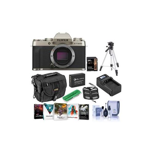  Adorama Fujifilm X-T200 Mirrorless Digital Camera Body Champagne Gold W/Premium Acc Kit 16645319 B