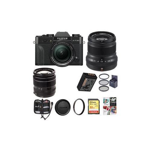  Adorama Fujifilm X-T30 Mirrorless Camera with XF 18-55mm f/2.8-4 & XF 50mm F/2R, Black 16619920 L3