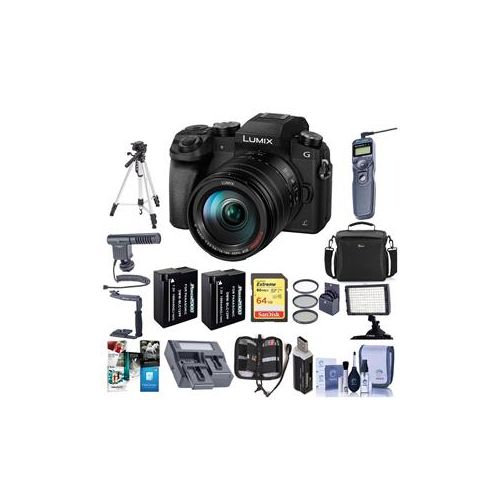  Adorama Panasonic Lumix DMC-G7 Mirrorless Camera w/14-140mm Lens Black w/Pro Acc Bundle DMC-G7HK C