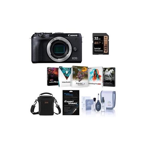  Adorama Canon EOS M6 Mark II Mirrorless Digital Camera Body, Black W/Free PC Acc Bundle 3611C001 A