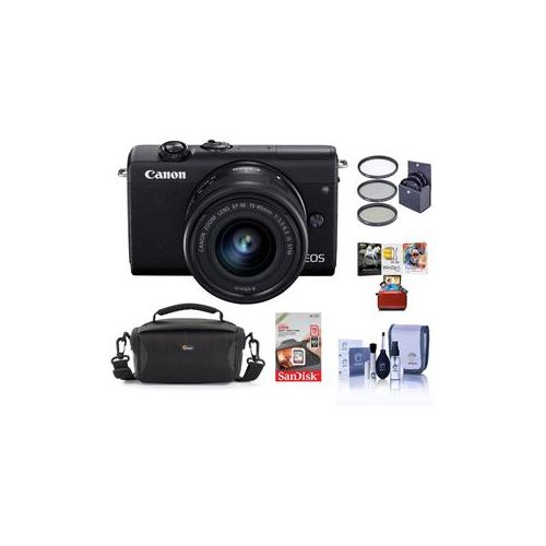  Adorama Canon EOS M200 Mirrorless Camera with EFM 15-45mm f/3.5-6.3 Lens Black W/ACC KIT 3699C009 AM