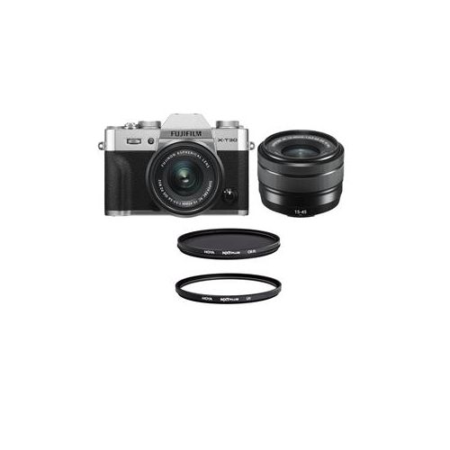  Adorama Fujifilm X-T30 Mirrorless Camera / 15-45mm f/3.5-5.6 Lens Silver/ UV/CPL Filter 16619061 F