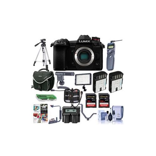  Adorama Panasonic Lumix G9 Mirrorless Camera Body, Black With Pro Accessory Bundle DC-G9KBODY C