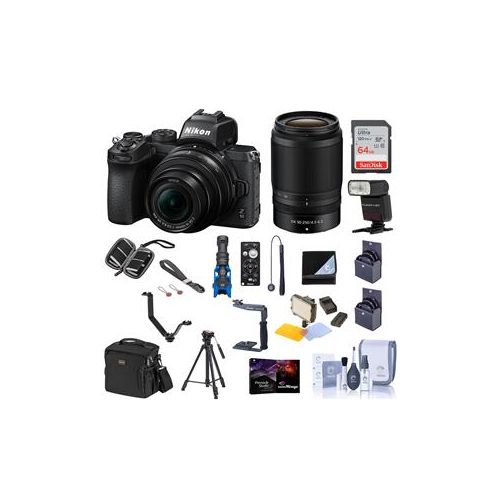  Adorama Nikon Z50 DX-Format Mirrorless Camera with 16-50mm & 50-250mm Lenses W/Prem ACC 1632 C
