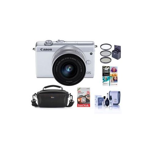  Adorama Canon EOS M200 Mirrorless Camera with EFM 15-45mm f/3.5-6.3 Lens White W/ACC KIT 3700C009 A