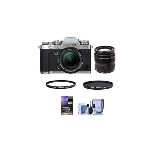  Adorama Fujifilm X-T3 Mirrorless Camera with XF 18-55mm f/2.84 R LM Lens Silver W/UV/CPL 16589199 F