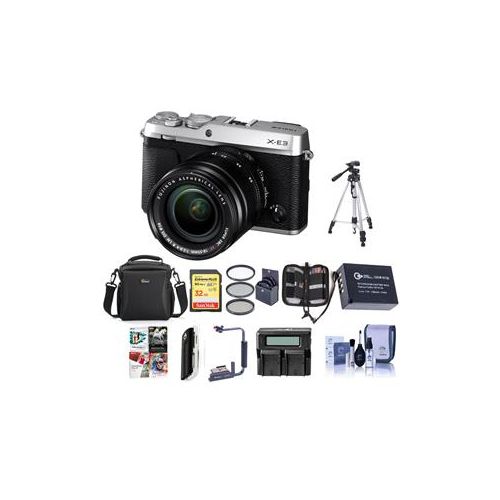  Adorama Fujifilm X-E3 Mirrorless Camera w/XF 18-55mm f/2.8-4 Silver W/Premium ACC Bundle 16558669 B