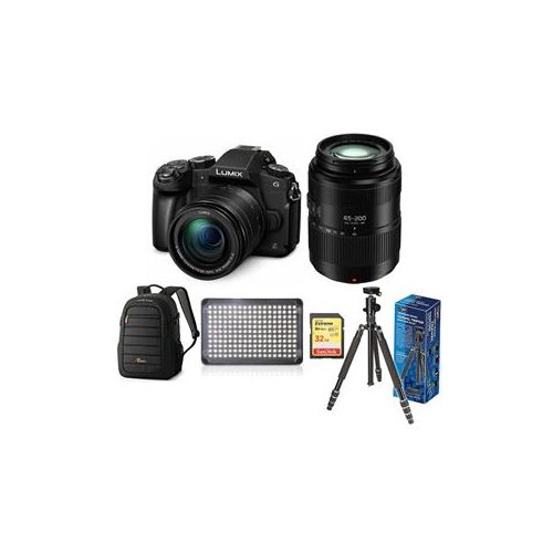  Adorama Panasonic Lumix DMCG85 Mirrorless with 12-60mm OIS/Lumix G Vario 45-200mm Lenses DMC-G85MK L1 A