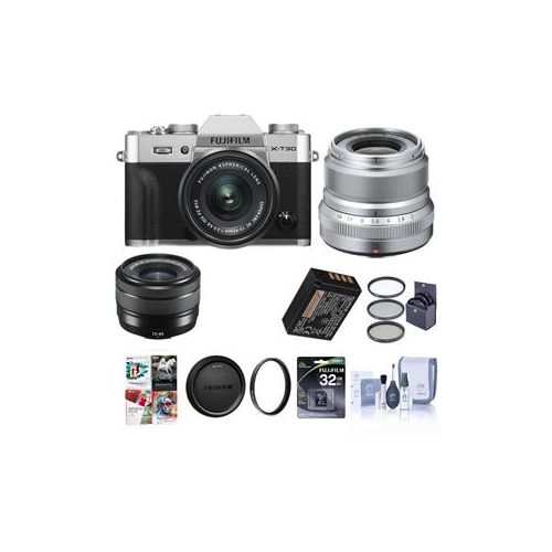  Adorama Fujifilm X-T30 Mirrorless Camera with XC 15-45mm f/3.5-5.6 & XF 23mm F/2R Silver 16619061 L1