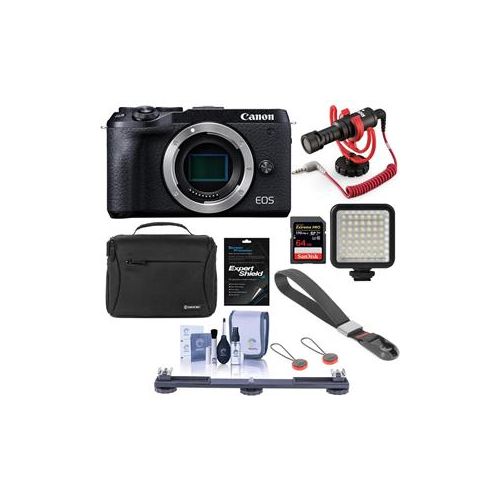  Adorama Canon EOS M6 Mark II Mirrorless Digital Camera Body, Black With Vlogger Bundle 3611C001 G