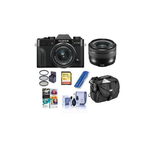  Adorama Fujifilm X-T30 Mirorless Camera with XC 15-45mm OIS PZ Lens Black W/Free ACC KIT 16619205 B