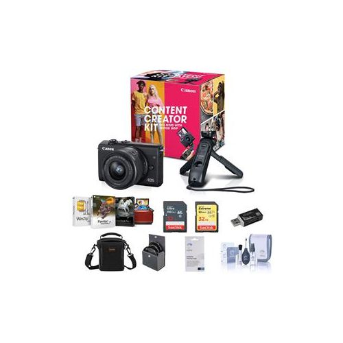 Adorama Canon EOS M200 Creator Kit with Tripod Grip & EF-M 15-45mm Lens, Black W/ACC KIT 3699C043 AM