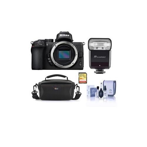  Adorama Nikon Z50 Mirrorless Camera Body - With Flashpoint Zoom-Mini TTL R2 Flash Kit 1634 FL