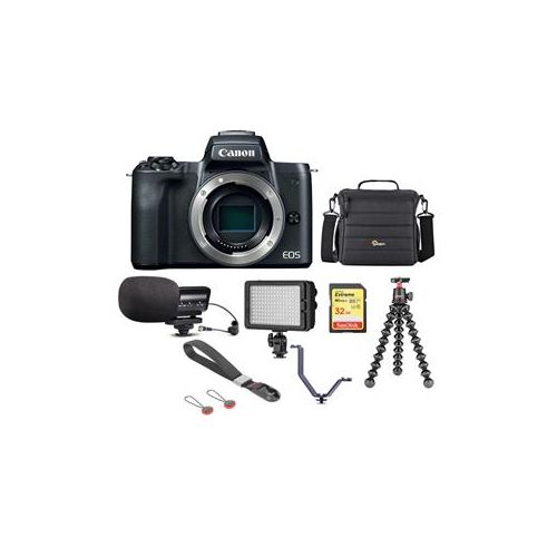  Adorama Canon EOS M50 Mirrorless Digital Camera Body, Black - With Accessory Bundle 2680C001 D