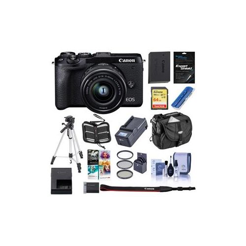  Adorama Canon EOS M6 Mark II Mirrorless Camera, 15-45mm Lens, EVF-DC2 Black W/ACC KIT 3611C011 B