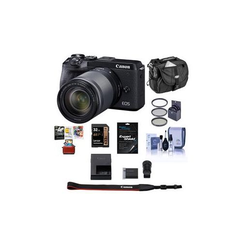  Adorama Canon EOS M6 Mark II Mirrorless Camera, 18-150mm Lens, EVF-DC2 Black W/Free Acc 3611C021 AM