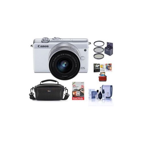  Adorama Canon EOS M200 Mirrorless Camera with EFM 15-45mm f/3.5-6.3 Lens White W/ACC KIT 3700C009 AM