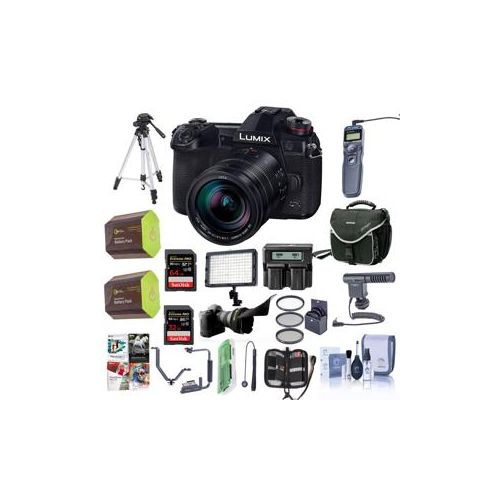  Adorama Panasonic Lumix G9 Mirrorless Camera, Black w/DG 12-60/2.8-4 Lens W/Pro Acc Kit DC-G9LK C