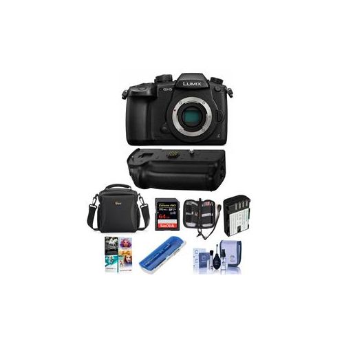  Adorama Panasonic Lumix DC-GH5 Mirrorless Body With DMW-BGGH Battery Grip And Acc Bundle DC-GH5KBODY BG