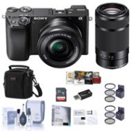 Adorama Sony Alpha a6100 Mirrorless Camera with 16-50mm & 55-210mm Lenses W/Free ACC KIT ILCE6100Y/B AM