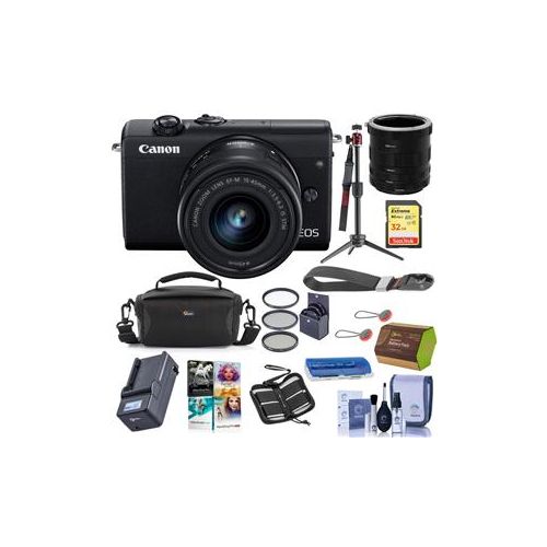  Adorama Canon EOS M200 Mirrorless Camera with EF-M 15-45mm f/3.5-6.3 IS STM Lens, Black 3699C009 B