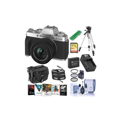  Adorama Fujifilm X-T200 with FUJINON XC 15-45MM F/3.5-5.6 Lens, Silver - With ACC Bundle 16647020 B