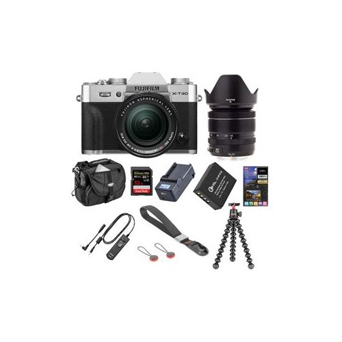  Adorama Fujifilm X-T30 Mirrorless Camera with XF 18-55mm f/2.8-4 R Lens,Silver W/ACC KIT 16619786 A