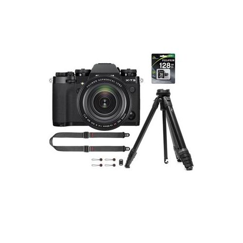  Adorama Fujifilm X-T3 Camera with XF 16-80mm F4.0 R OIS WR Lens, Black W/Peak Tripod Kit 16643335 TR