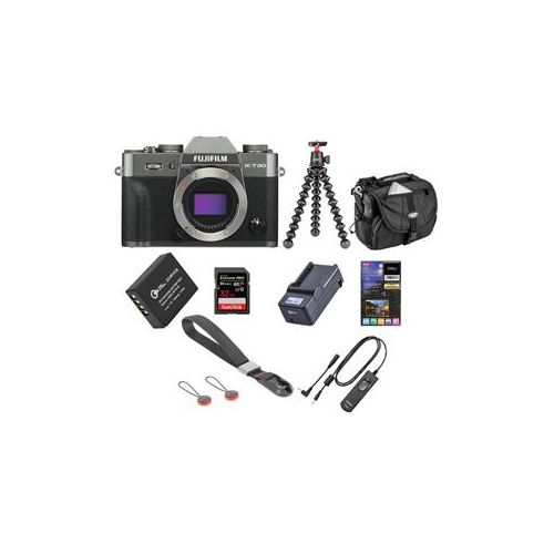  Adorama Fujifilm X-T30 Mirrorless Digital Camera Body Charcoal Silver W/Accessory Bundle 16619645 A