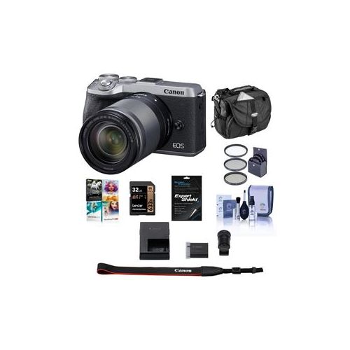  Adorama Canon EOS M6 Mark II Mirrorless Camera, 18-150mm Lens, EVF-DC2 Silver W/Free Acc 3612C021 A