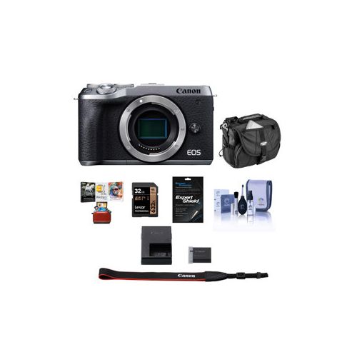  Adorama Canon EOS M6 Mark II Mirrorless Digital Camera Body Silver W/Free Mac Acc Bundle 3612C001 AM