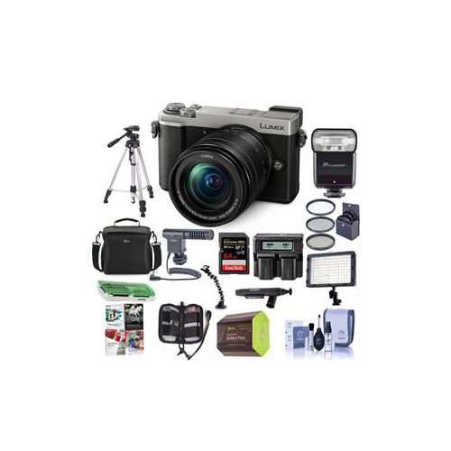  Adorama Panasonic Lumix DC-GX9 Mirrorless Camera with 12-60mm Lens Silvr And Pro Acc Kit DC-GX9MS C