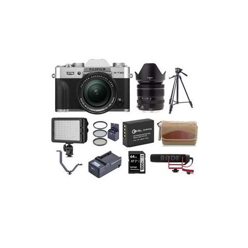  Adorama Fujifilm X-T30 Mirrorless Camera with XF 18-55mm f/2.8-4 R Lens Silver W/ACC KIT 16619786 G