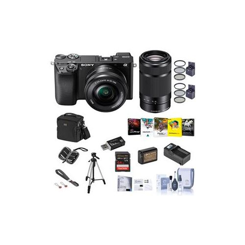  Adorama Sony Alpha a6100 Mirrorless Camera with 16-50mm & 55-210mm Lenses W/Premium Acc ILCE6100Y/B B