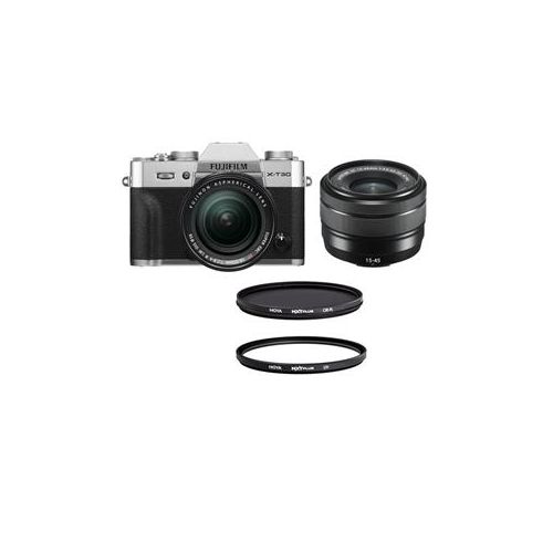  Adorama Fujifilm X-T30 Mirrorless Camera with XF 18-55mm f/2.8-4 Silver W/UV/CPL Filter 16619786 F