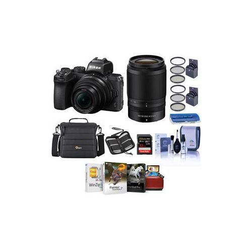  Adorama Nikon Z50 DX-Format Mirrorless Camera with 16-50mm & 50-250mm Lenses W/Free Acc 1632 AM